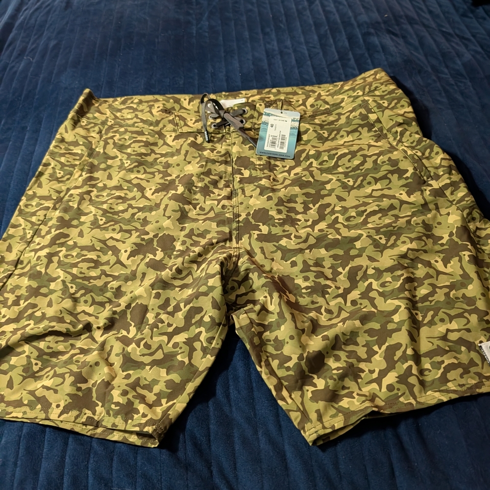Costa Camouflage Swim Trunks in Olive & Khaki